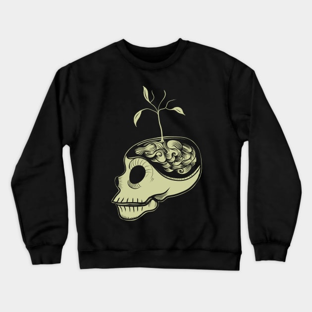 Cute Skulls Think Green Crewneck Sweatshirt by fakeface